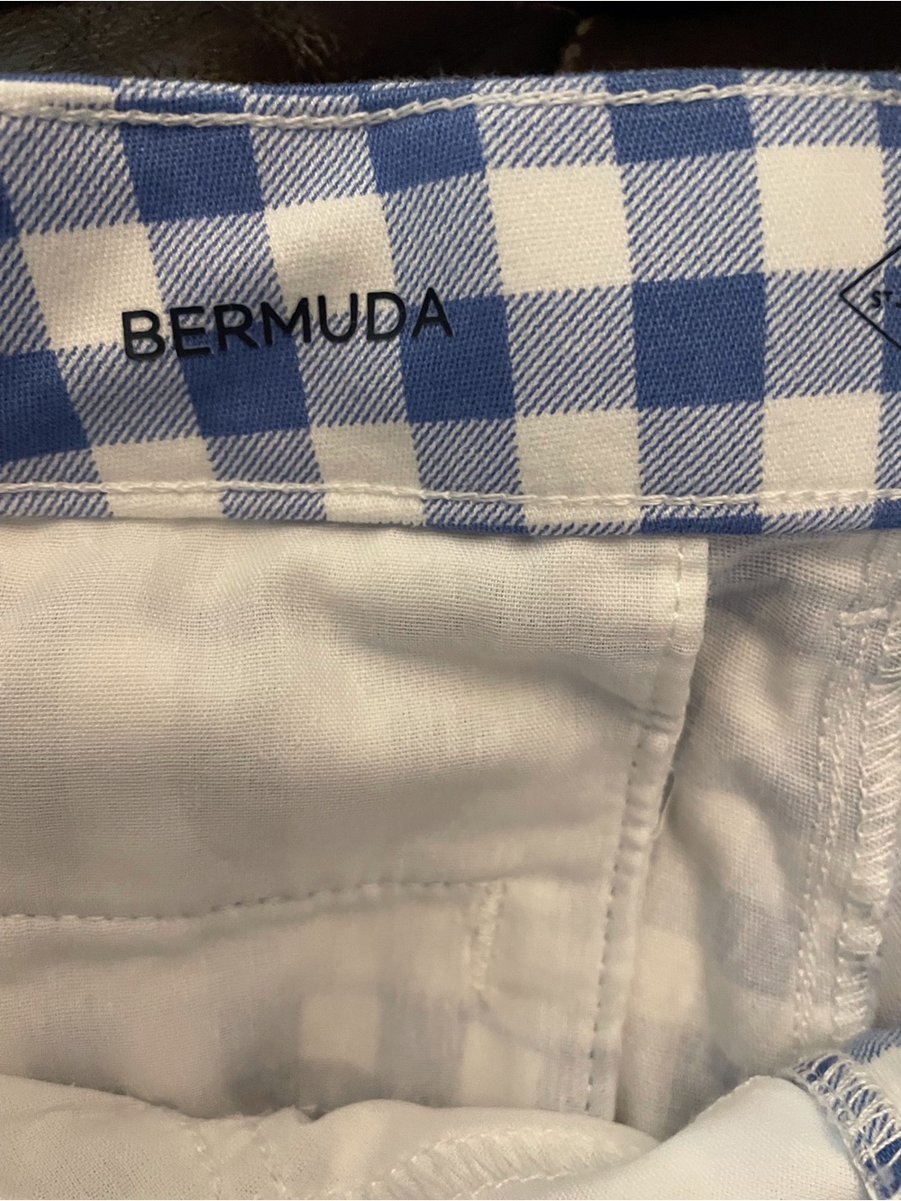 Lands' End Blue and White Gingham Bermuda Shorts - Picture 4 of 4